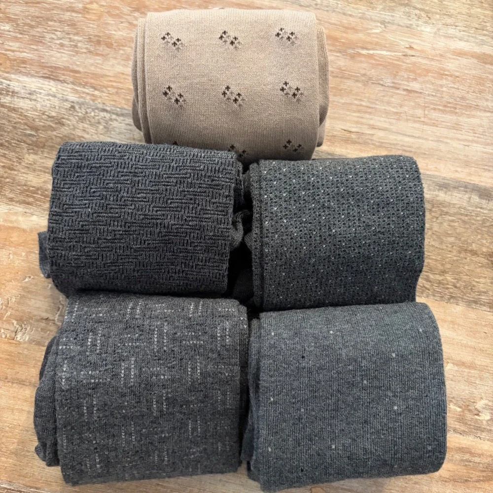 Monsieur by Givenchy Mens Dress Socks 5 Pair Bundle Gray Beige Size 10-13 VTG